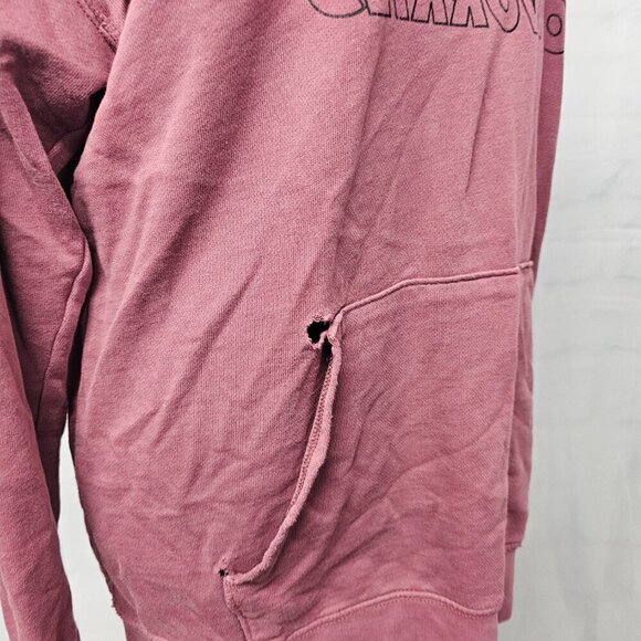 Arizona Jean Co Mauve Distressed Smiley Face Happiness Grunge Rave Hoodie M - Picture 4 of 16